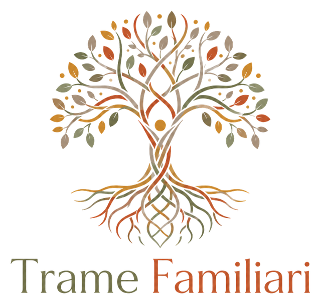 Logo Trame Familiari: albero con radici intrecciate