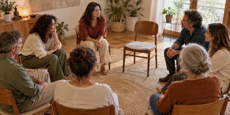 Cerchio di partecipanti a un incontro di costellazioni familiari sistemiche